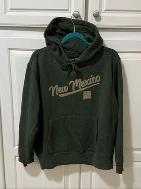 State of Mind Dark Green New Mexico Hoodie with Tan embroidered Script